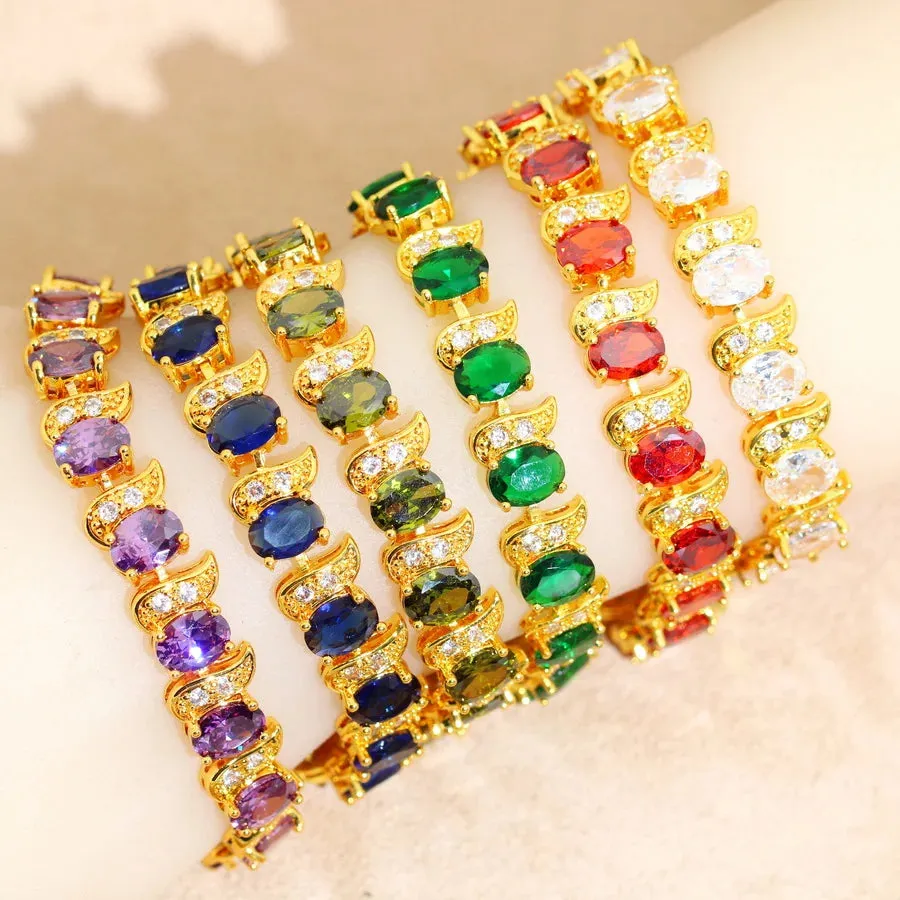 Classic More Color Zirconia 18k Gold Plared  Bracelet for Women