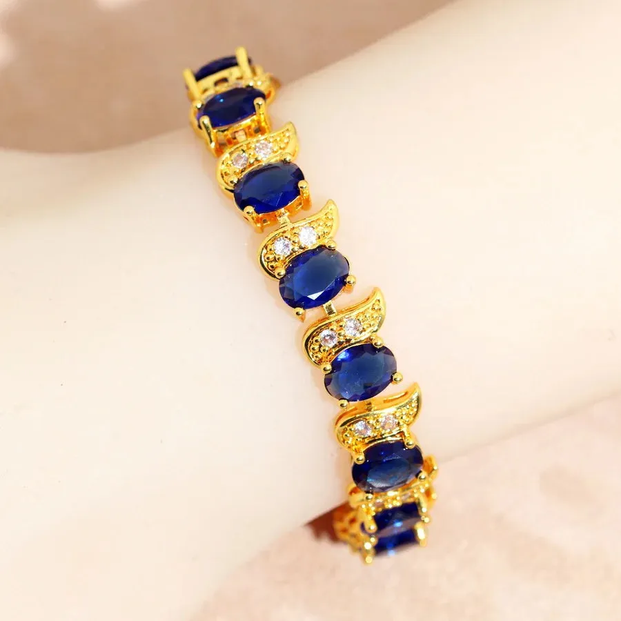Classic More Color Zirconia 18k Gold Plared  Bracelet for Women