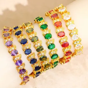 Classic More Color Zirconia 18k Gold Plared  Bracelet for Women
