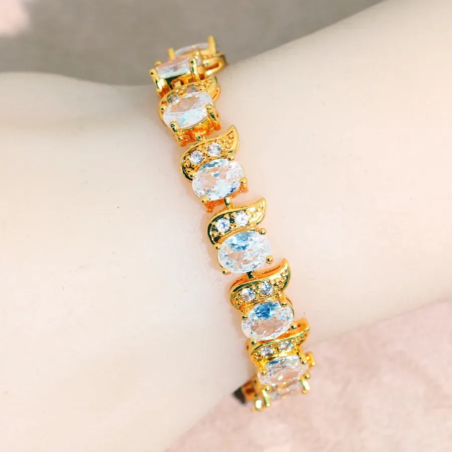 Classic More Color Zirconia 18k Gold Plared  Bracelet for Women