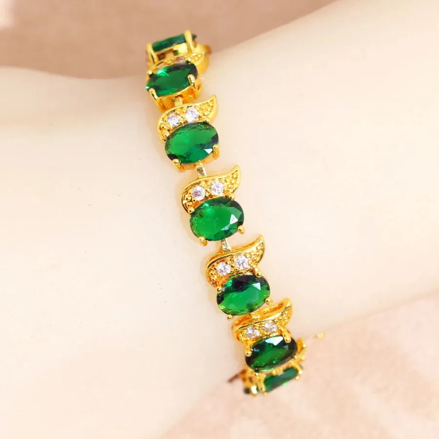Classic More Color Zirconia 18k Gold Plared  Bracelet for Women