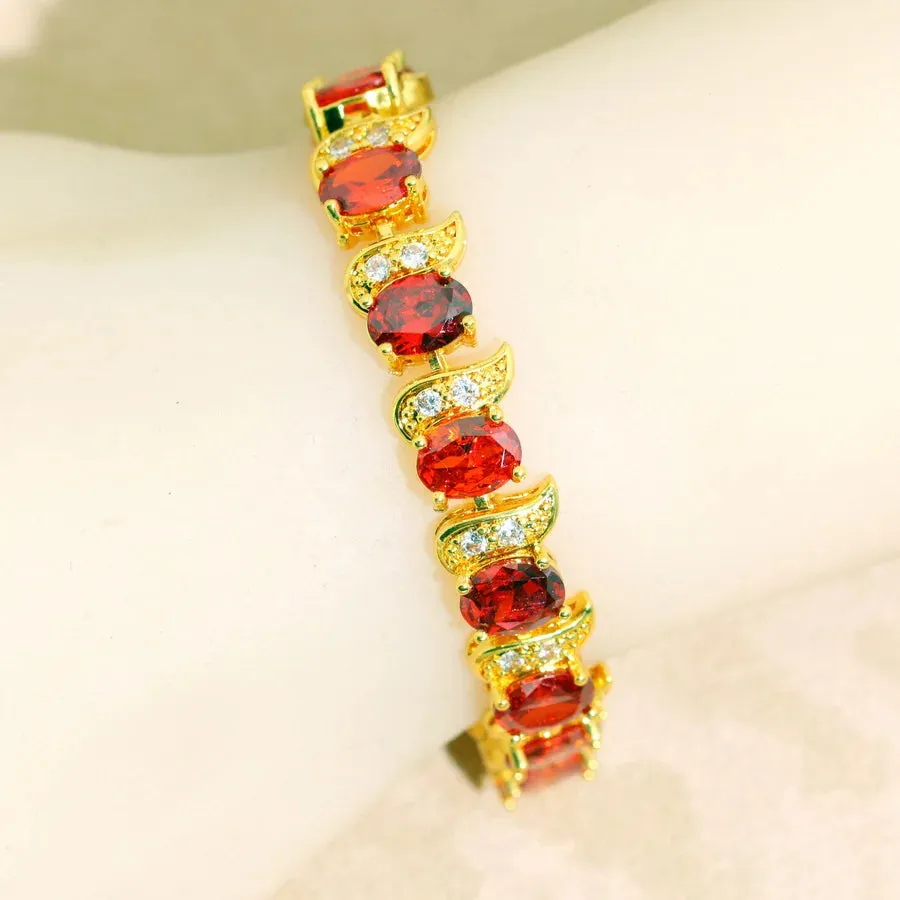 Classic More Color Zirconia 18k Gold Plared  Bracelet for Women