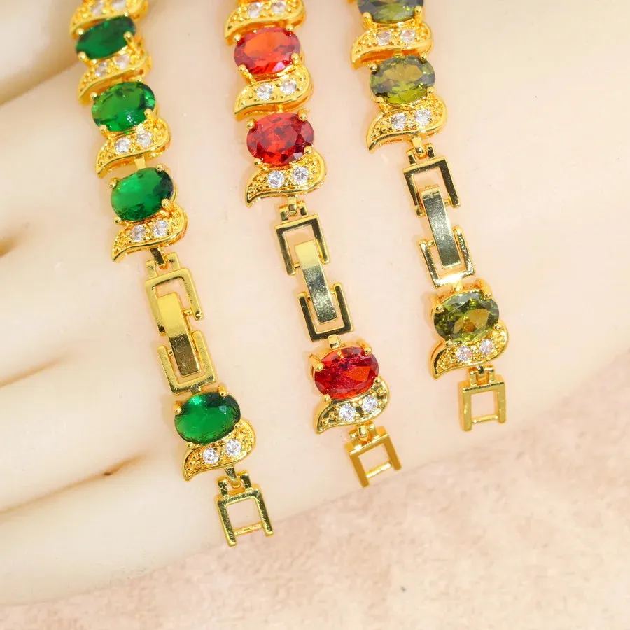 Classic More Color Zirconia 18k Gold Plared  Bracelet for Women