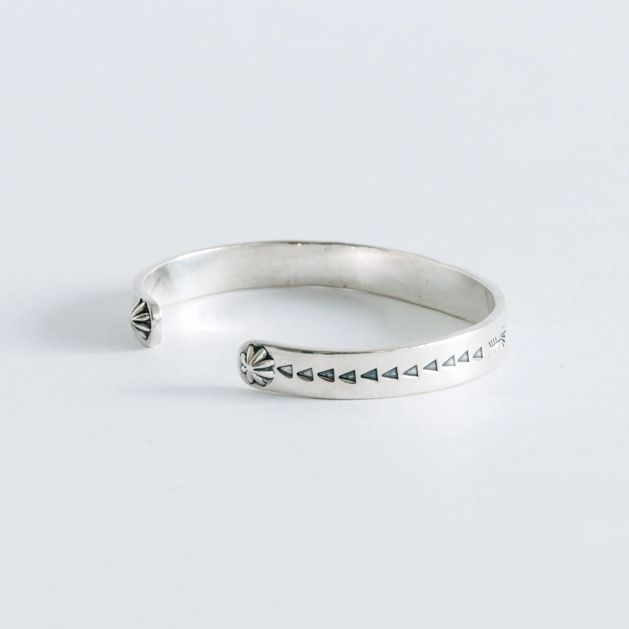 Classic Native Style Stamped Silver Cuff