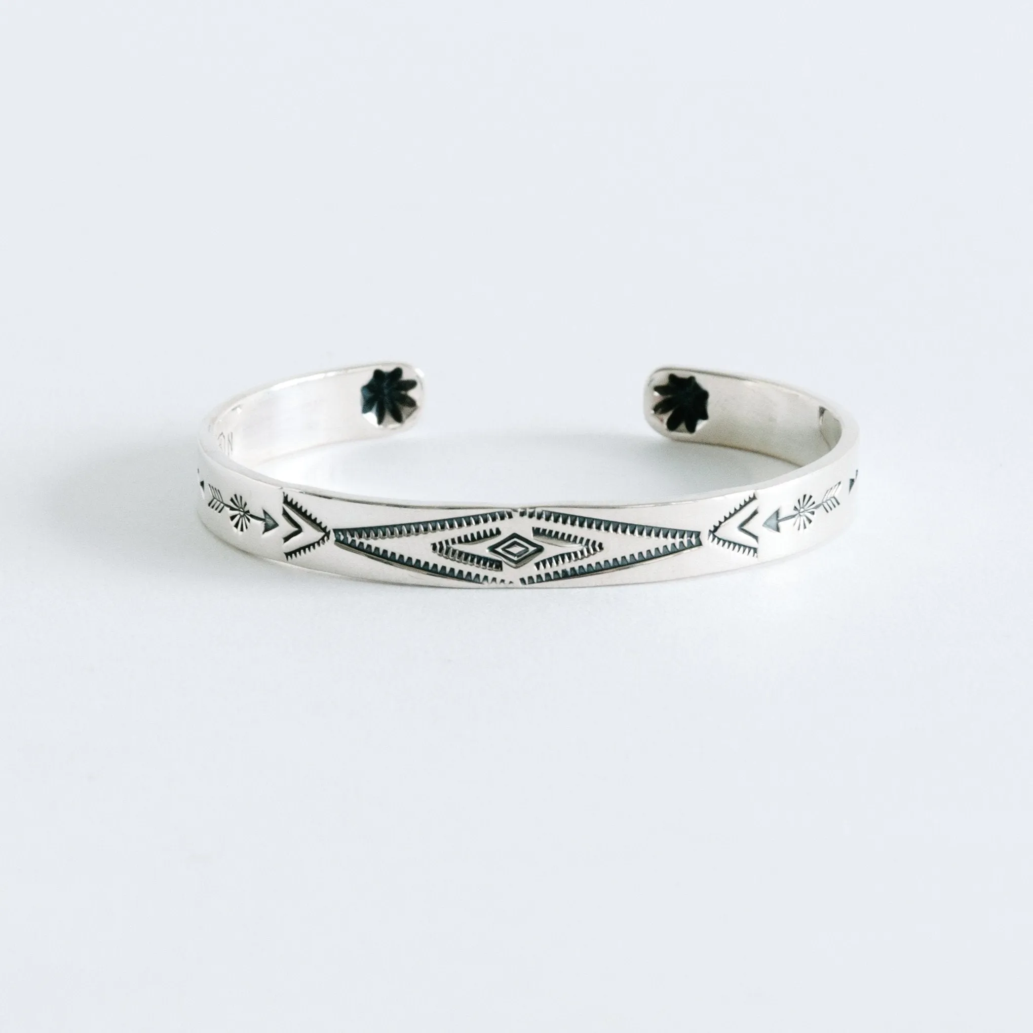 Classic Native Style Stamped Silver Cuff
