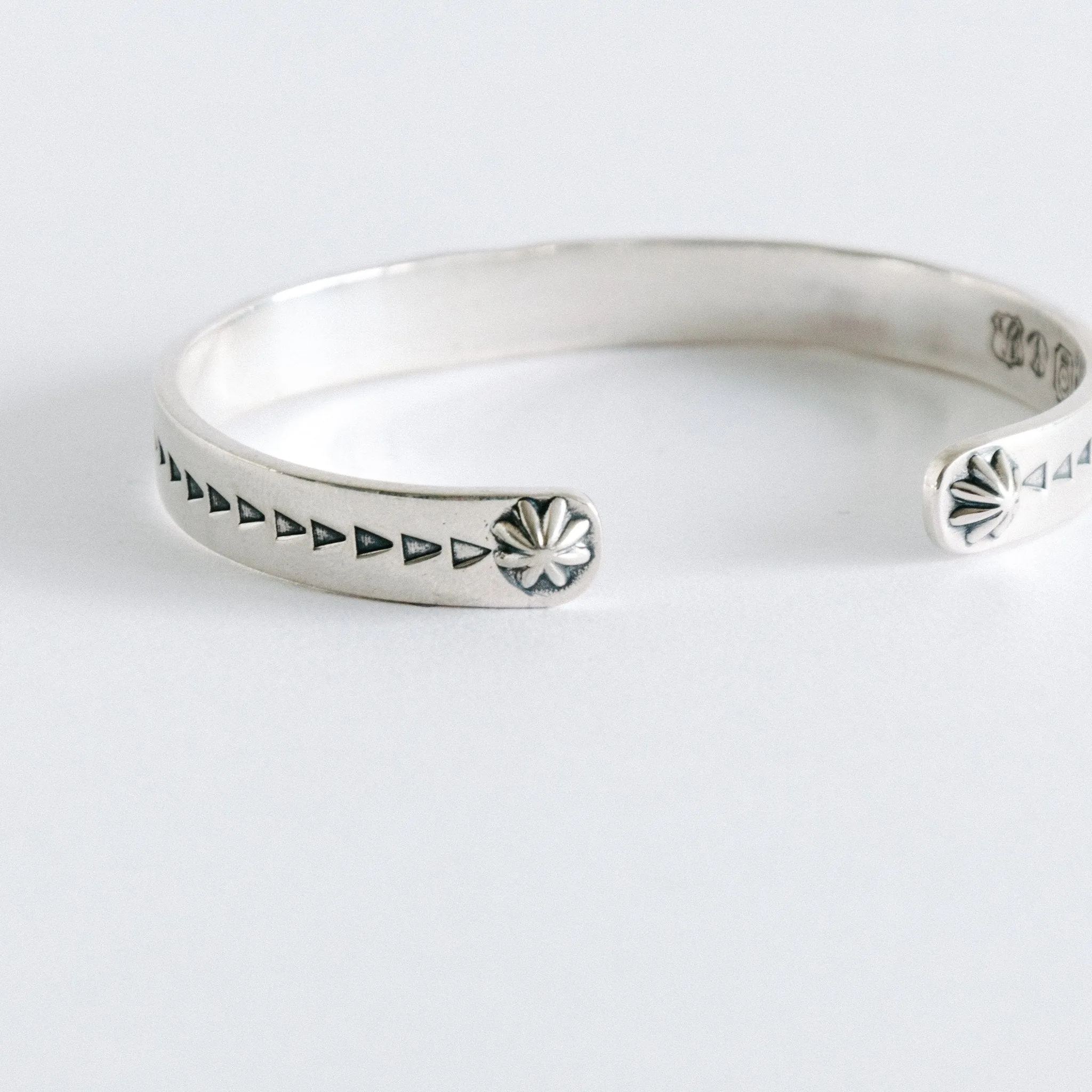 Classic Native Style Stamped Silver Cuff