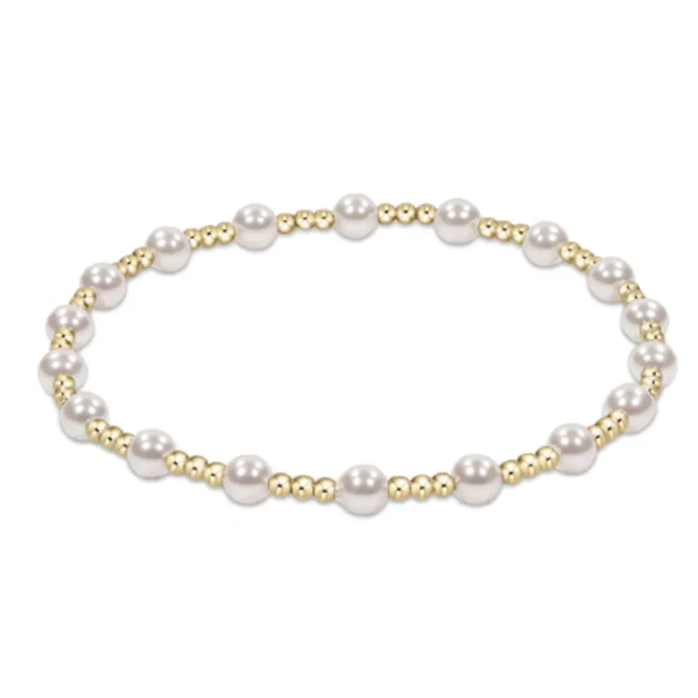 CLASSIC SINCERITY PATTERN 4MM BEAD BRACELET PEARL