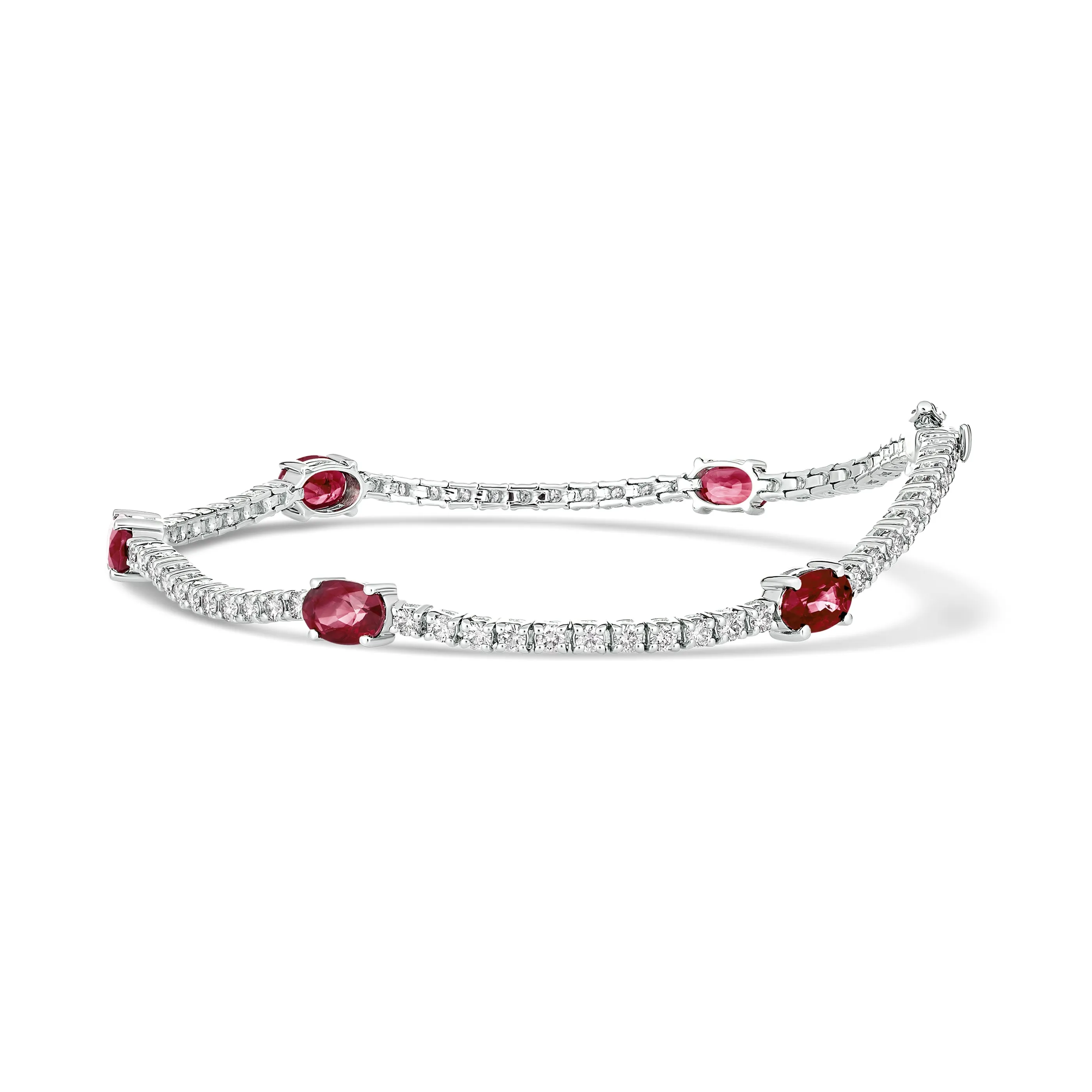 Classic Tennis Bracelet with Ruby Gemstones | White Gold