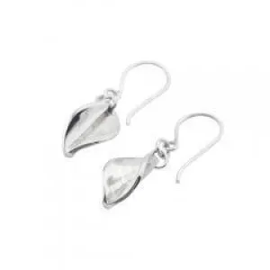 Collette Waudby Silver polished leaf hook earrings