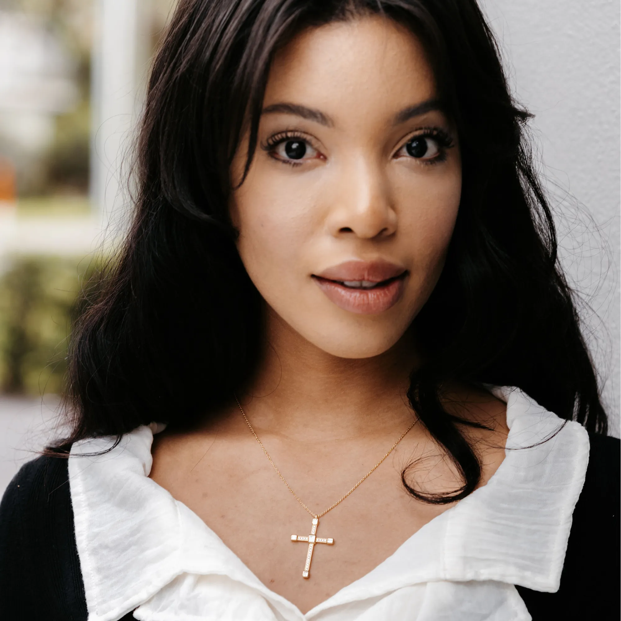 Contemporary Diamond Cross Necklace