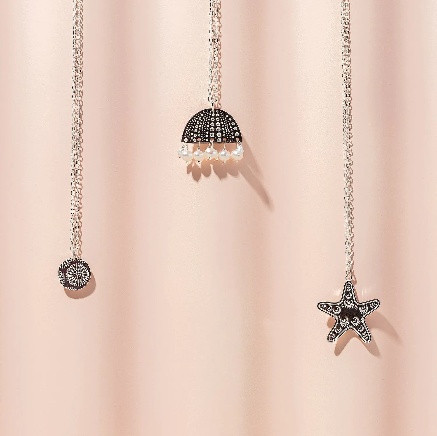 Coral Texture Silver Pendant Necklace