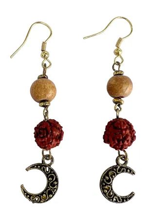 Crescent Moon Beaded Dangle Earrings