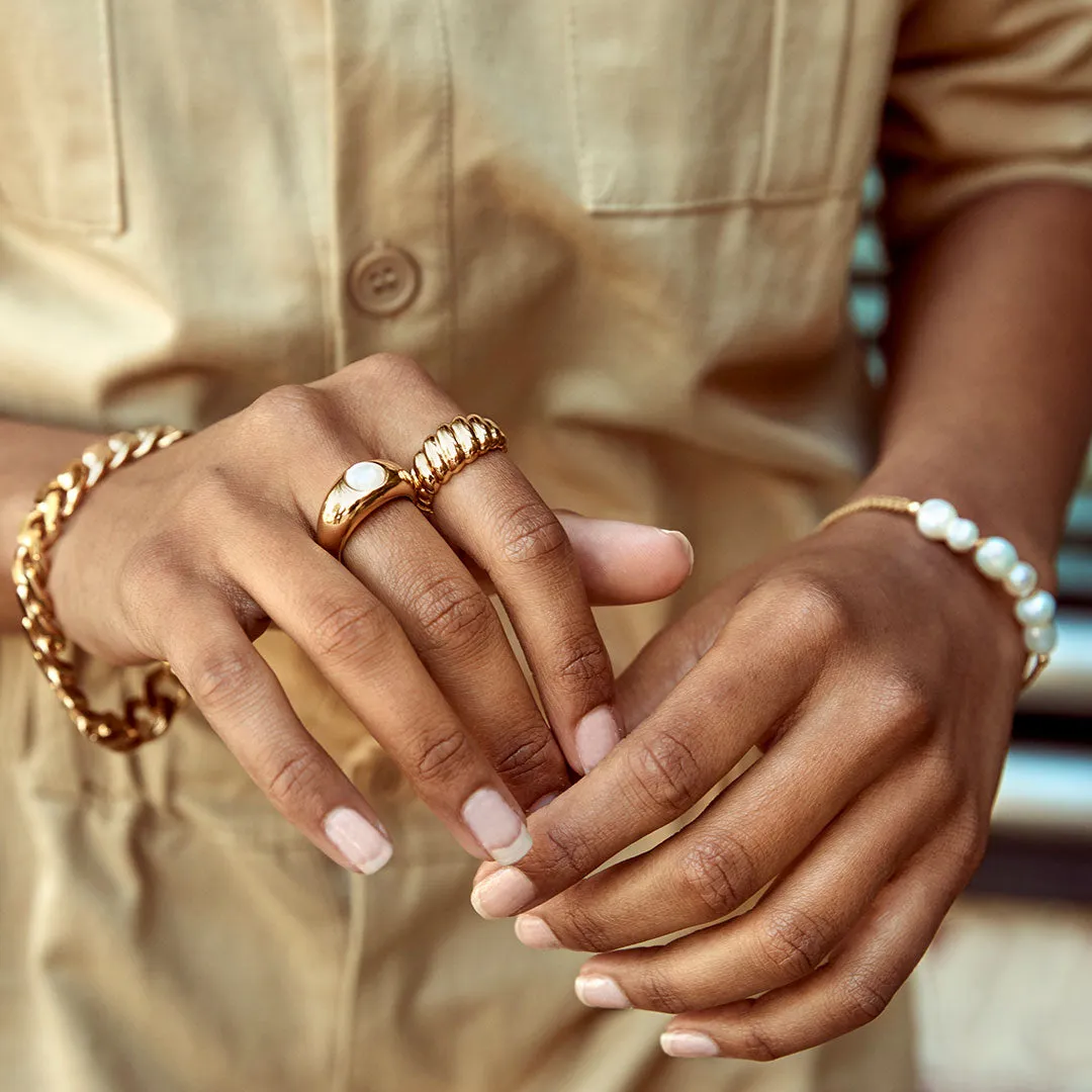 CRYSTAL PEARL DOME RING