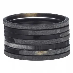 CTB141 Set Of 7 Gloss And Matt Horn Bangles