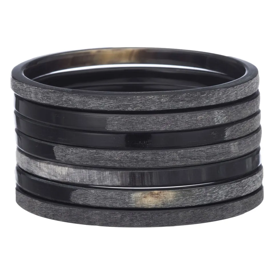CTB141 Set Of 7 Gloss And Matt Horn Bangles