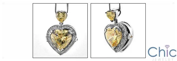 Cubic Zirconia Cz 7 Ct Heart Canary Bail Pendant
