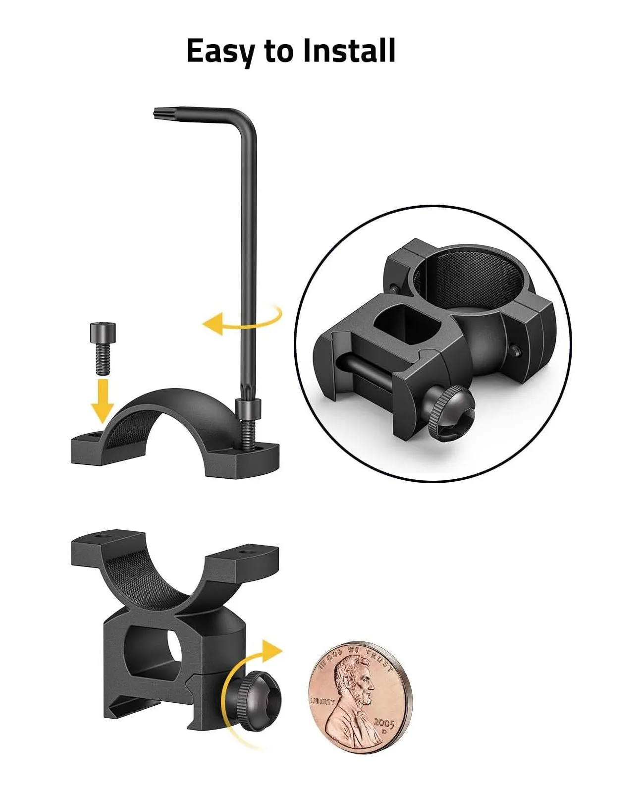 CVLIFE High Profile Picatinny Rail Scope Rings Mounts 1 Inch - 2 Pcs