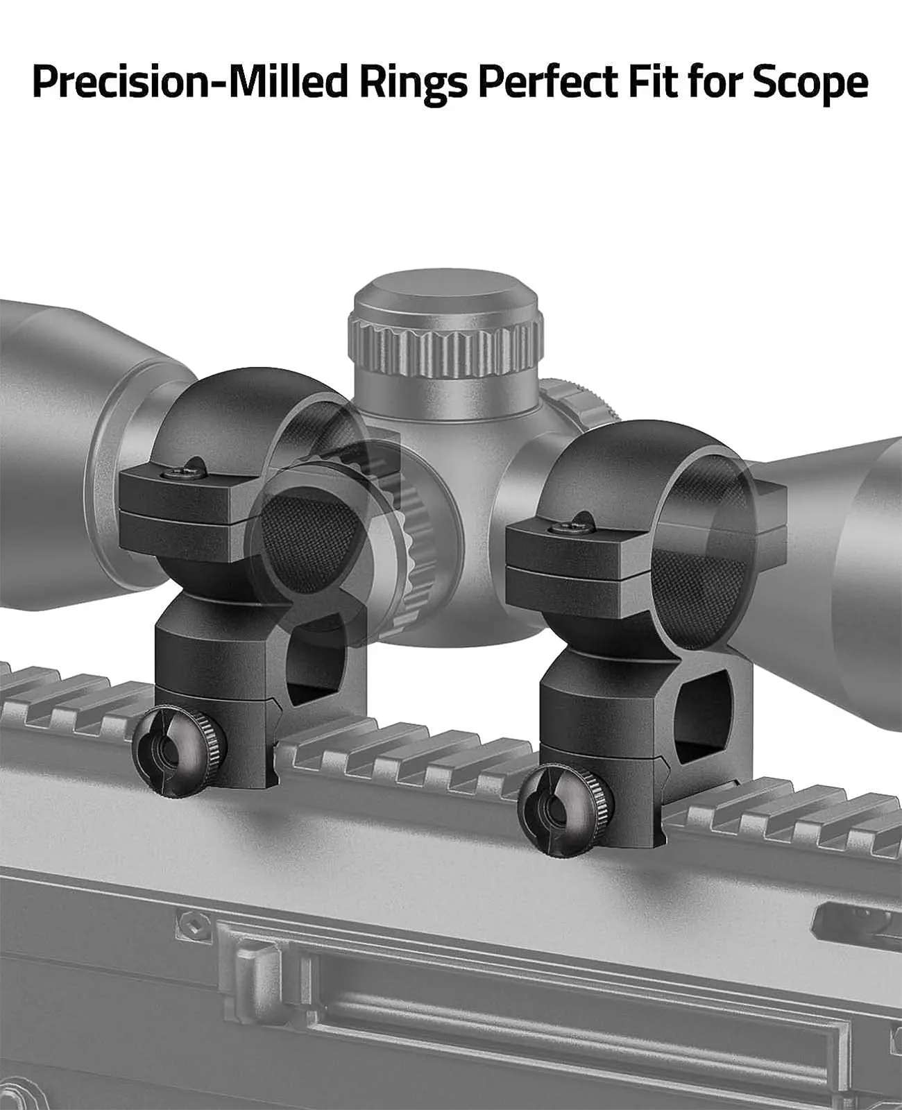 CVLIFE High Profile Picatinny Rail Scope Rings Mounts 1 Inch - 2 Pcs