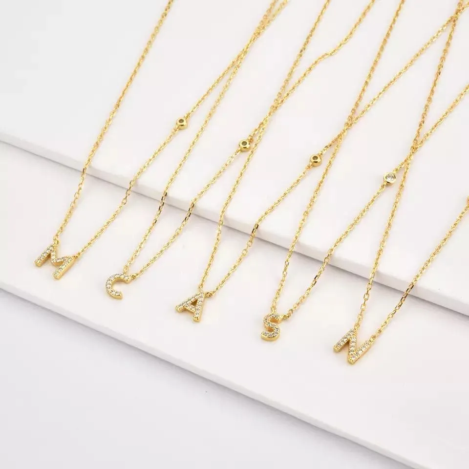 Dainty Minimalist Initial 925 Sterling Silver Necklace