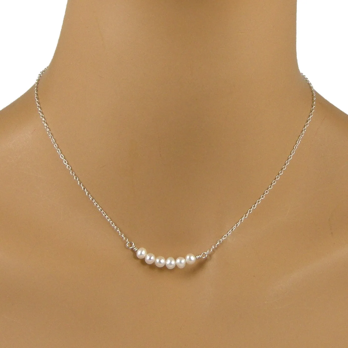 Dainty Pearl Necklace, Minimalist Pearl Necklace