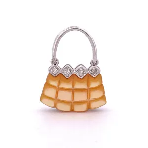 Delicate 14k White Gold Mother of Pearl Purse Pendant