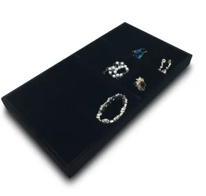 Deluxe Black Velvet 12 Compartment Stackable Jewelry Tray