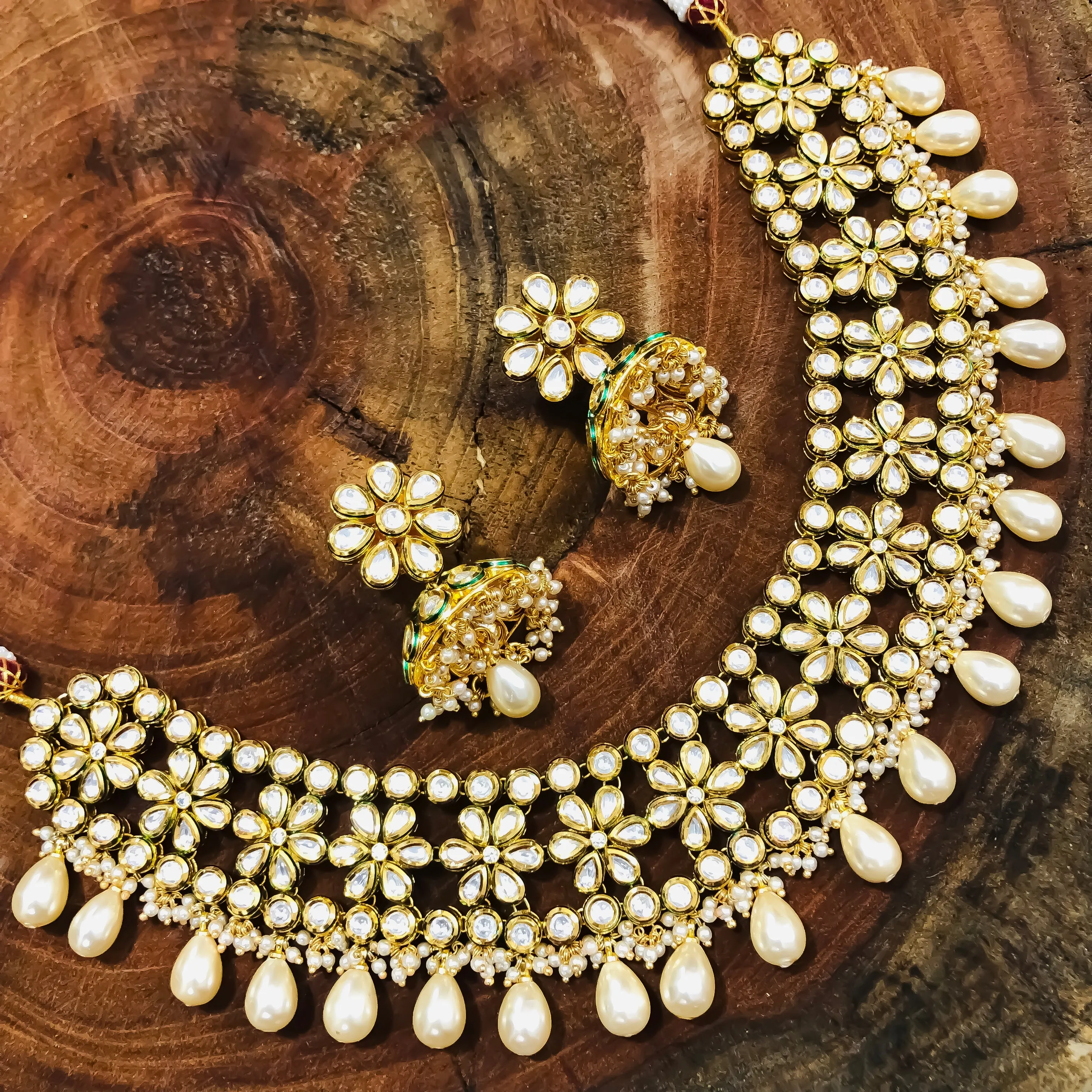 Designer Gold Plated Royal Kundan & Ruby Necklace (D530)