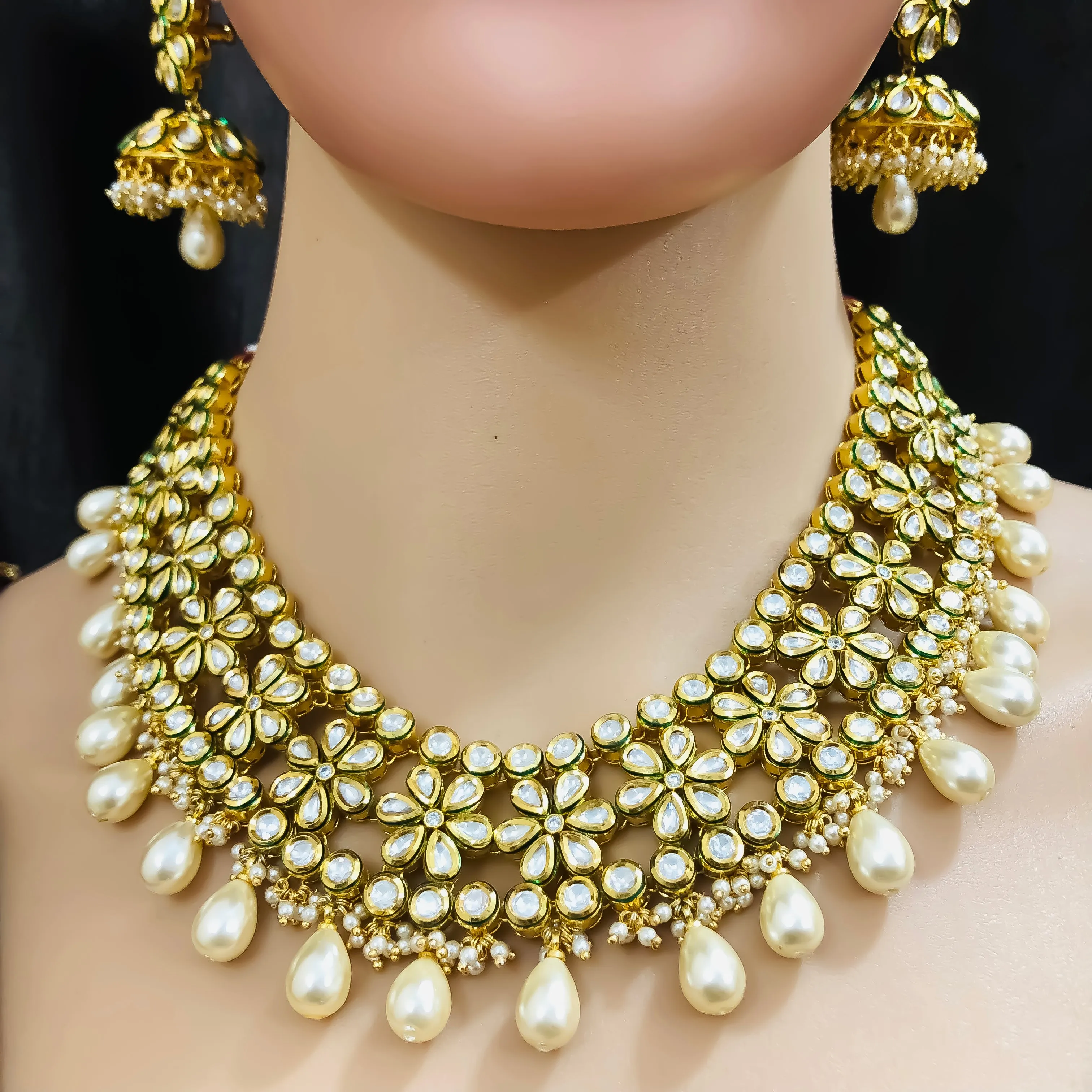 Designer Gold Plated Royal Kundan & Ruby Necklace (D530)
