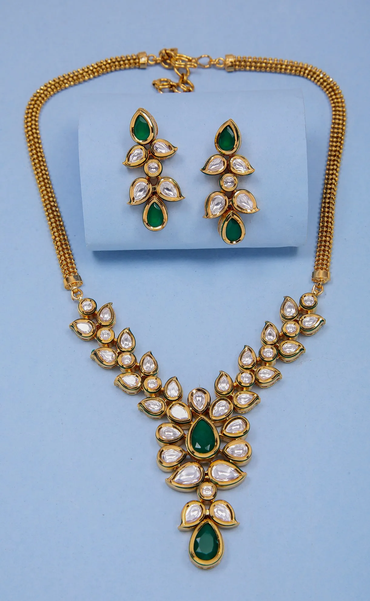 Designer Gold Plated Royal Kundan Ruby Necklace with Earrings (D284)