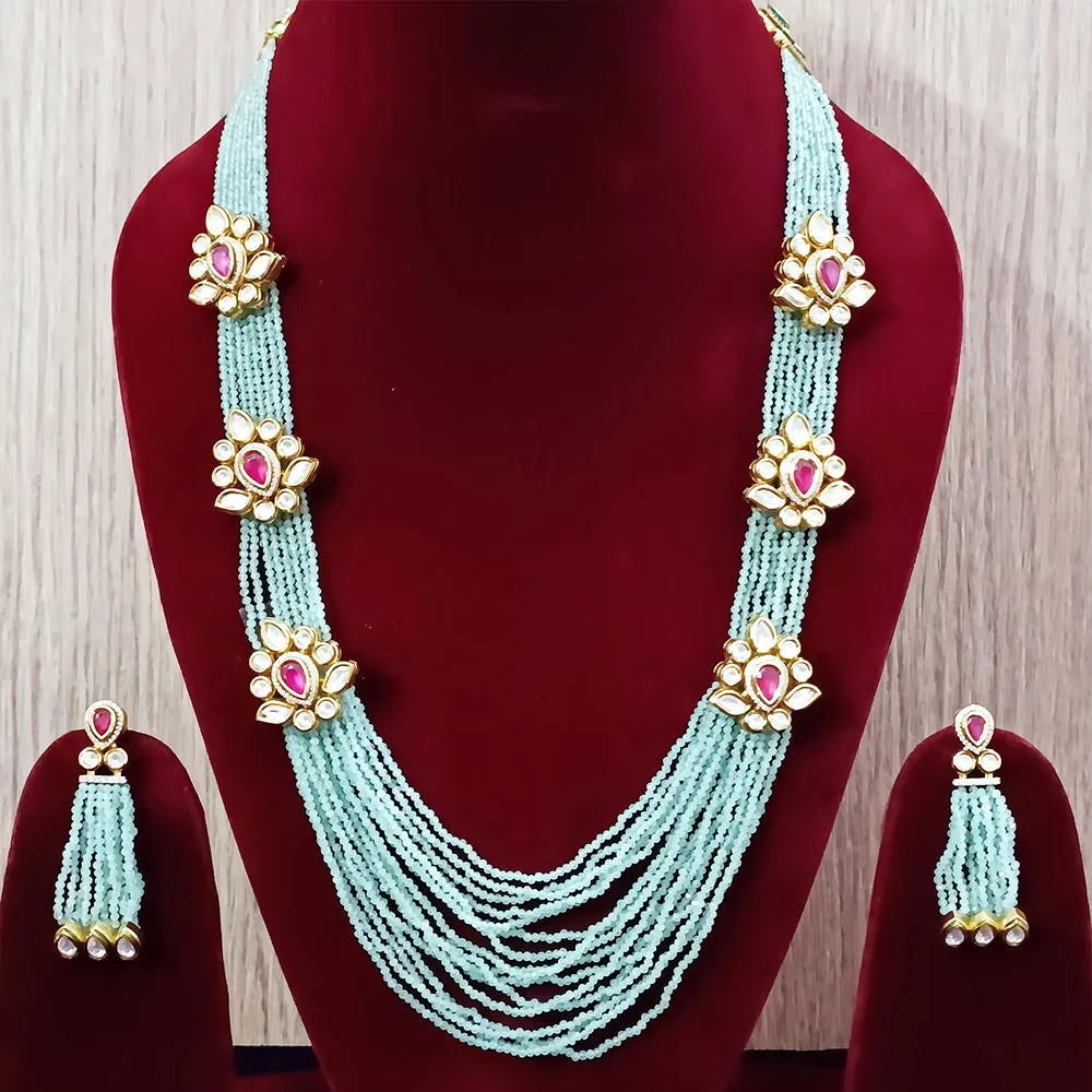 Designer Royal Kundan & Ruby Long Necklace with Earrings