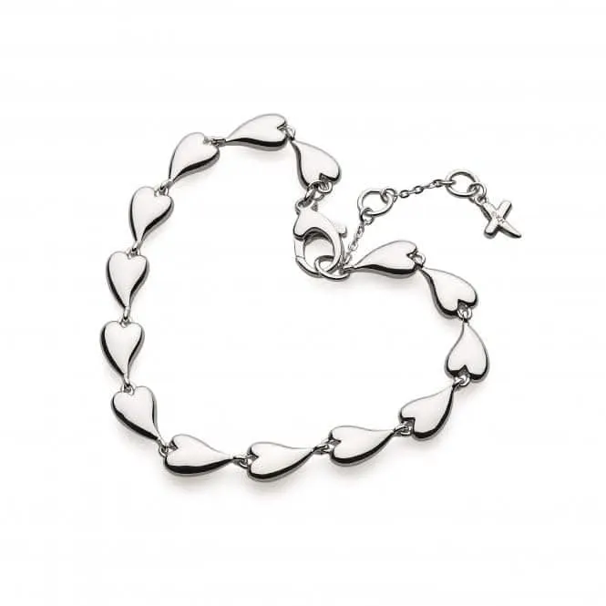 Desire Kiss Rhodium Plate Linking Hearts 7.5" Bracelet 70LK