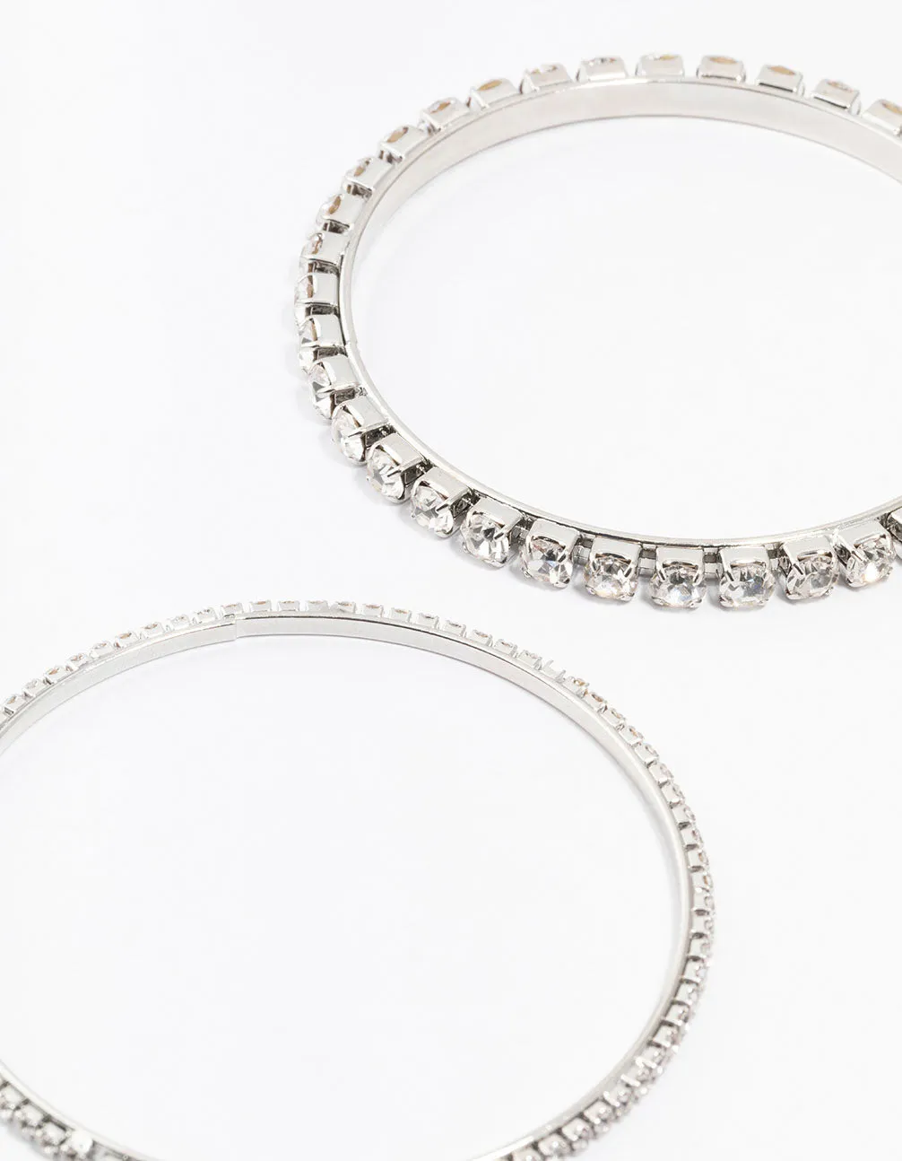 Diamante Silver Bangles 3-Pack
