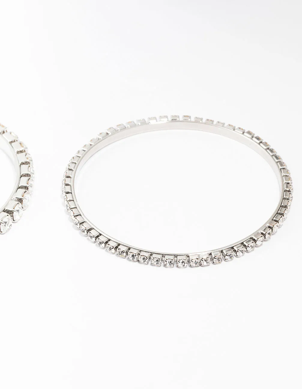 Diamante Silver Bangles 3-Pack