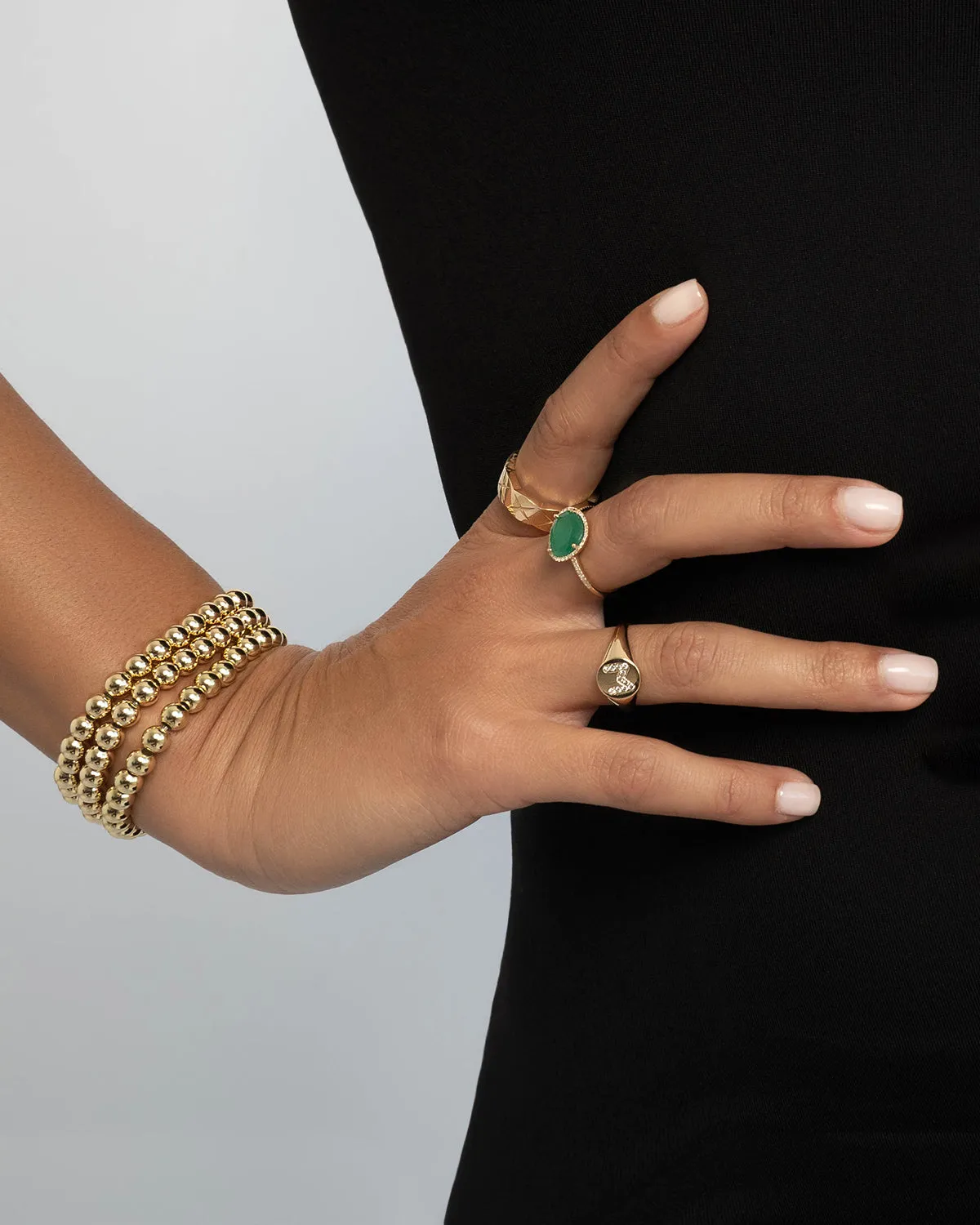 Diamond Initial Small Signet Ring
