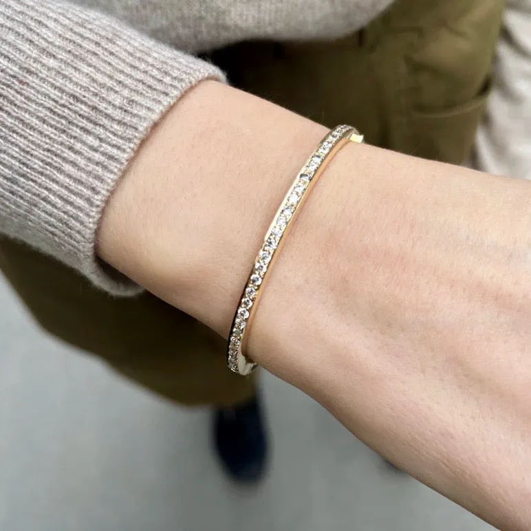 DIAMONDS, 1/1-Line Large Diamonds-Bangle, gold/white