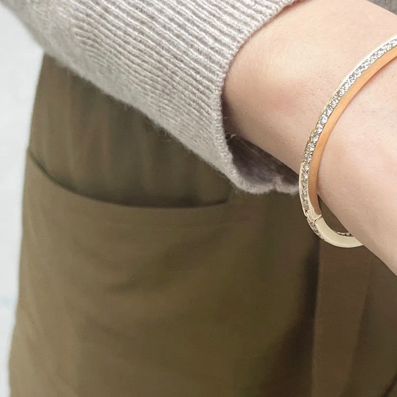 DIAMONDS, 1/1-Line Large Diamonds-Bangle, gold/white