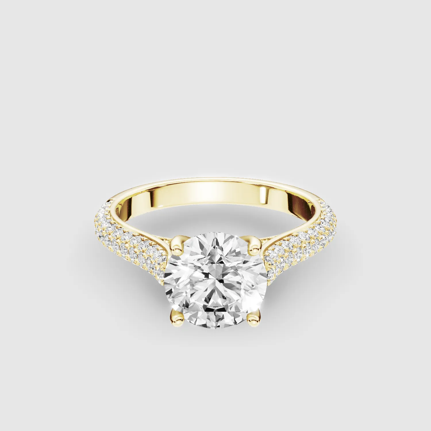 Dome Pave Solitaire Ring-Round