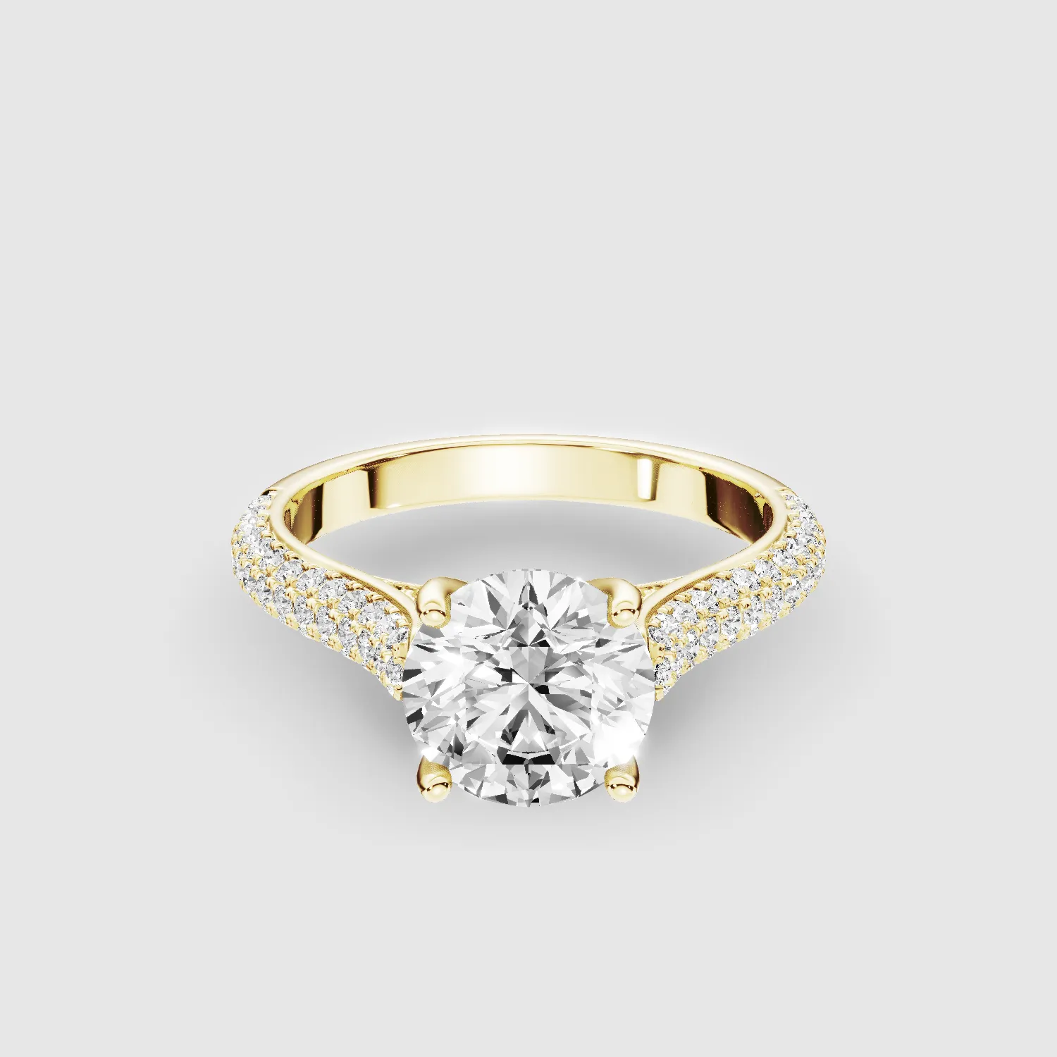 Dome Pave Solitaire Ring-Round
