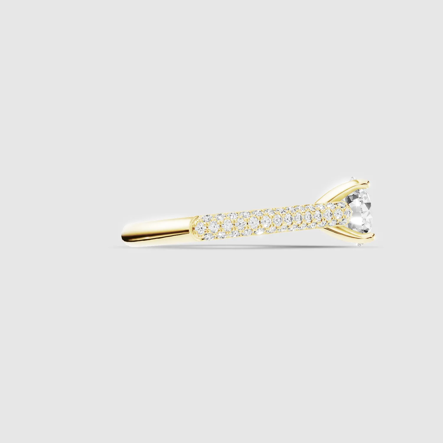 Dome Pave Solitaire Ring-Round