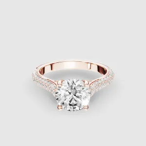 Dome Pave Solitaire Ring-Round