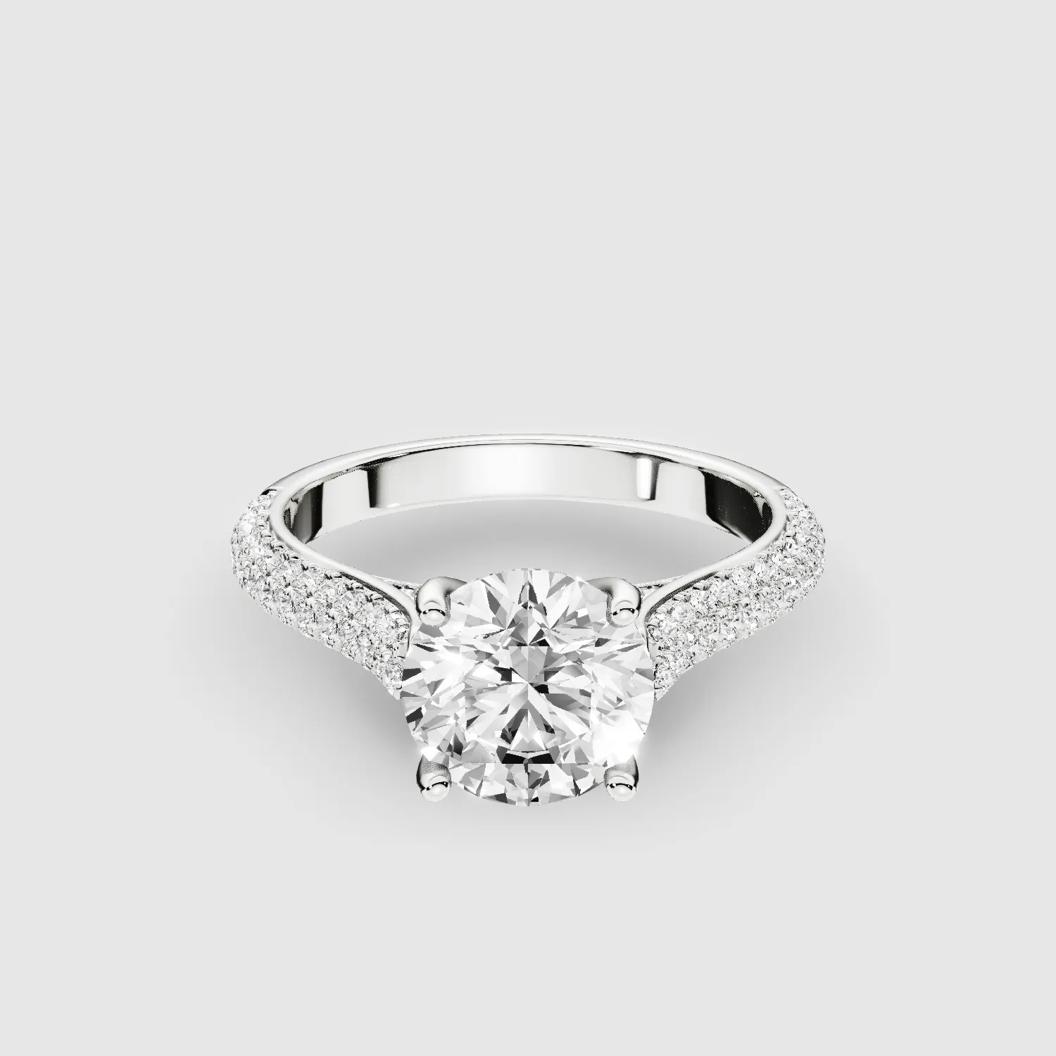Dome Pave Solitaire Ring-Round