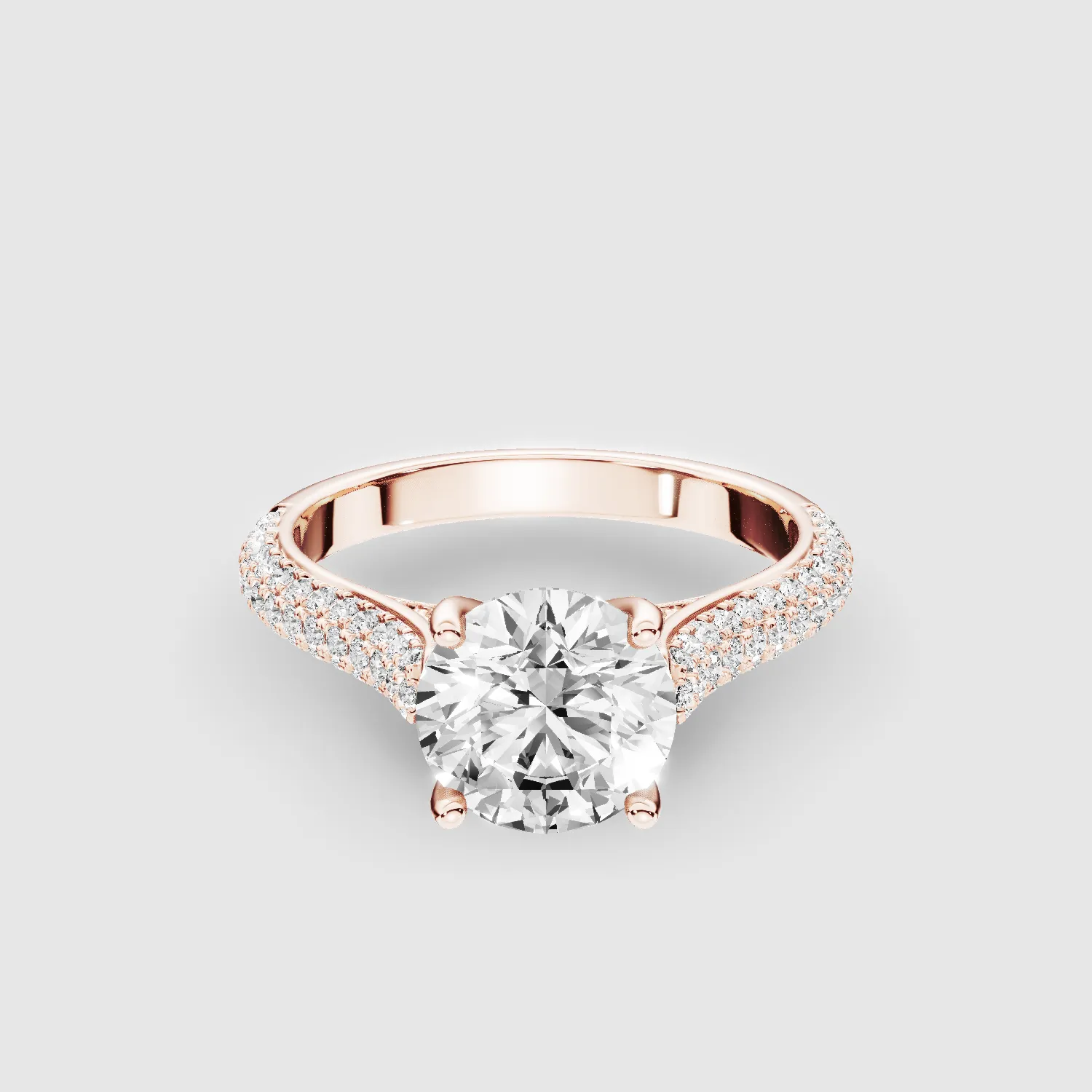 Dome Pave Solitaire Ring-Round