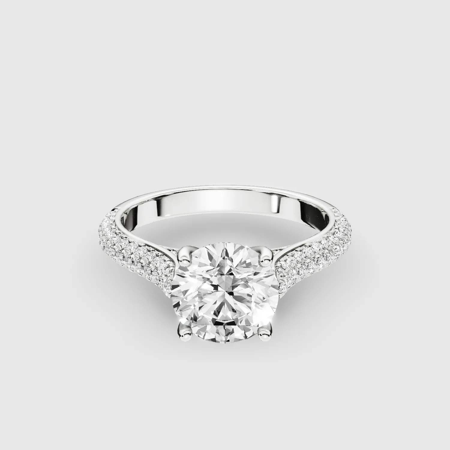 Dome Pave Solitaire Ring-Round