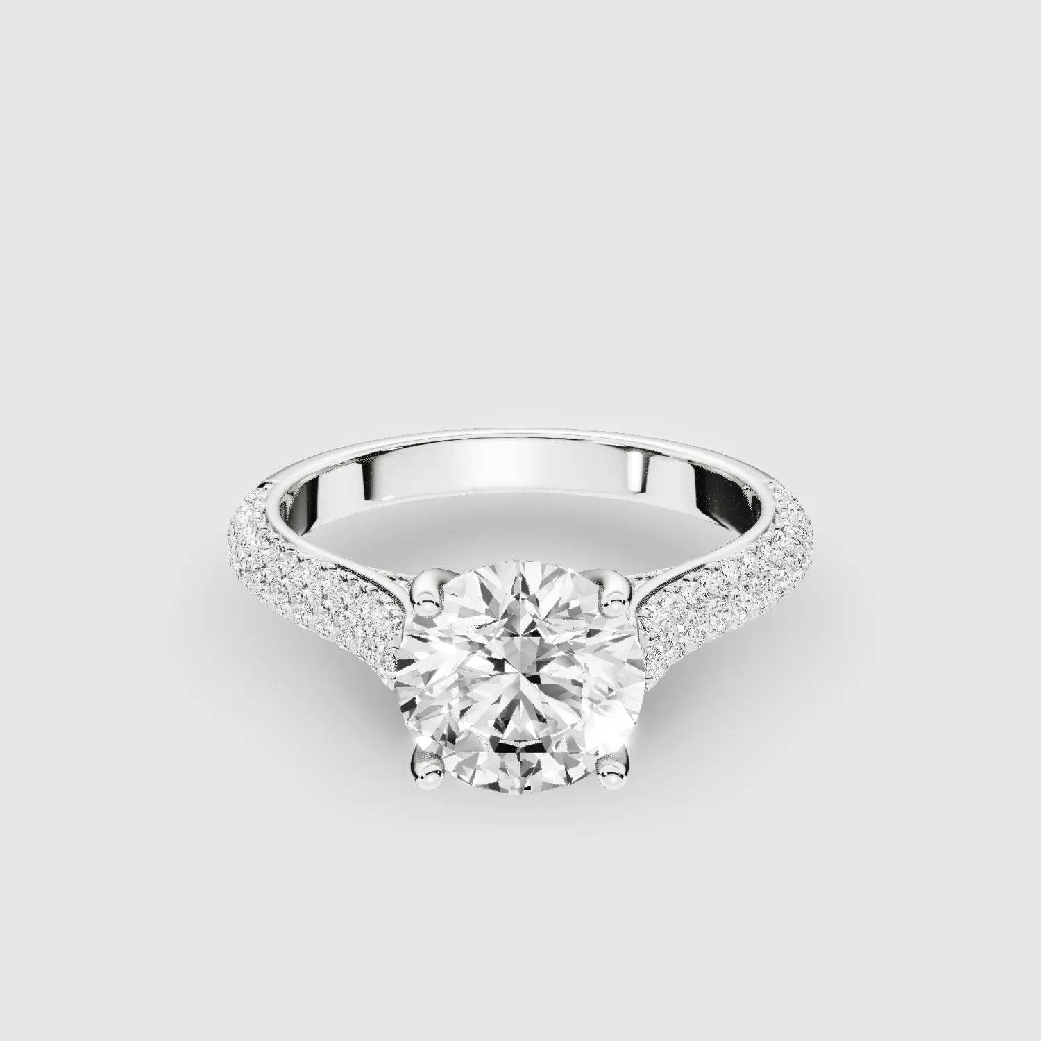 Dome Pave Solitaire Ring-Round