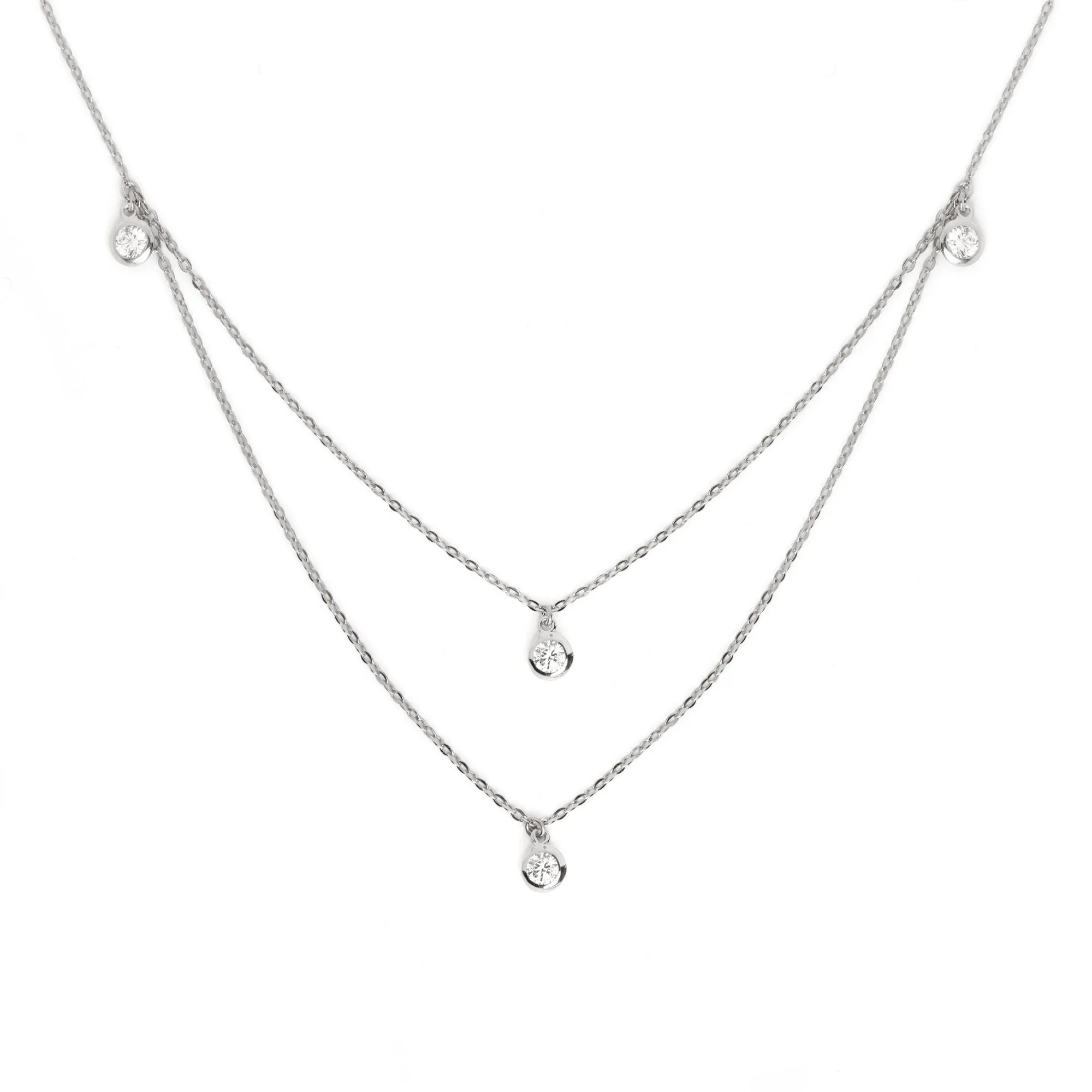 Double 4 Spark Silver Necklace