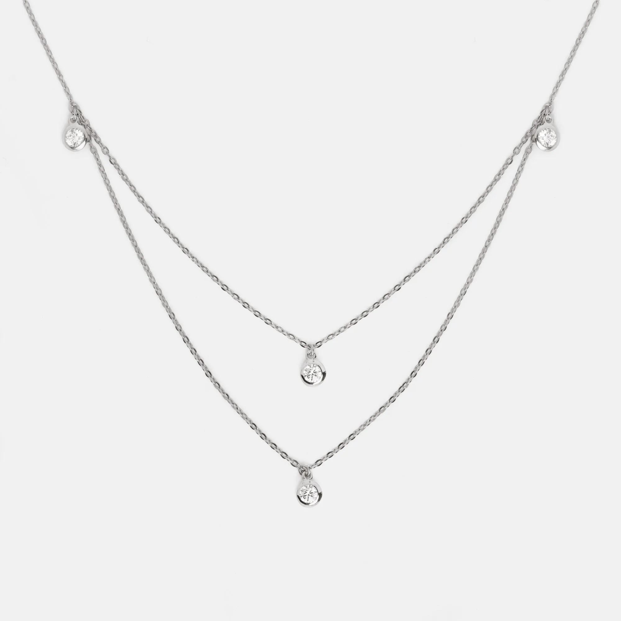 Double 4 Spark Silver Necklace