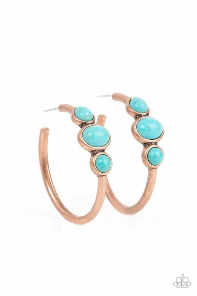 Dusky Charmer - Vintage Copper Post Hoop Earring-Paparazzi