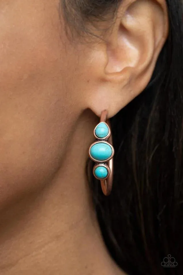 Dusky Charmer - Vintage Copper Post Hoop Earring-Paparazzi