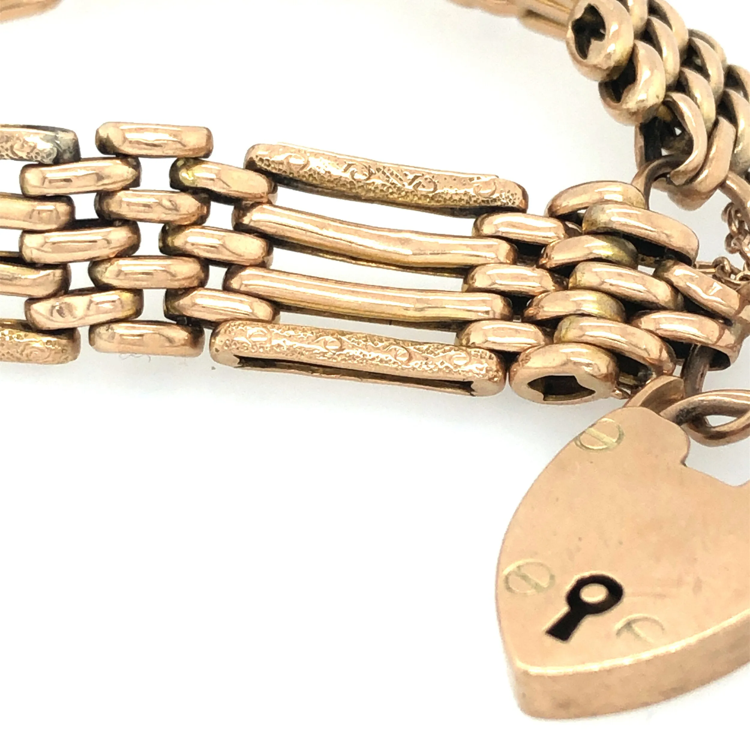 Early 20th Century 9k Gold Padlock Clasp Gate Bracelet