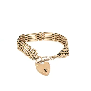 Early 20th Century 9k Gold Padlock Clasp Gate Bracelet